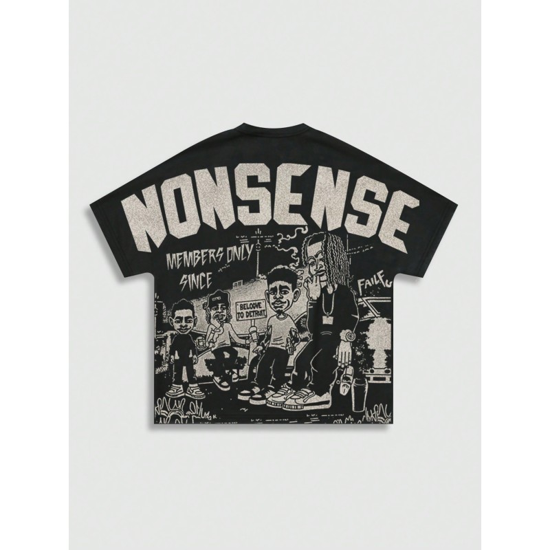 Men's Street Figure Batwing Crew Neck Short Sleeve