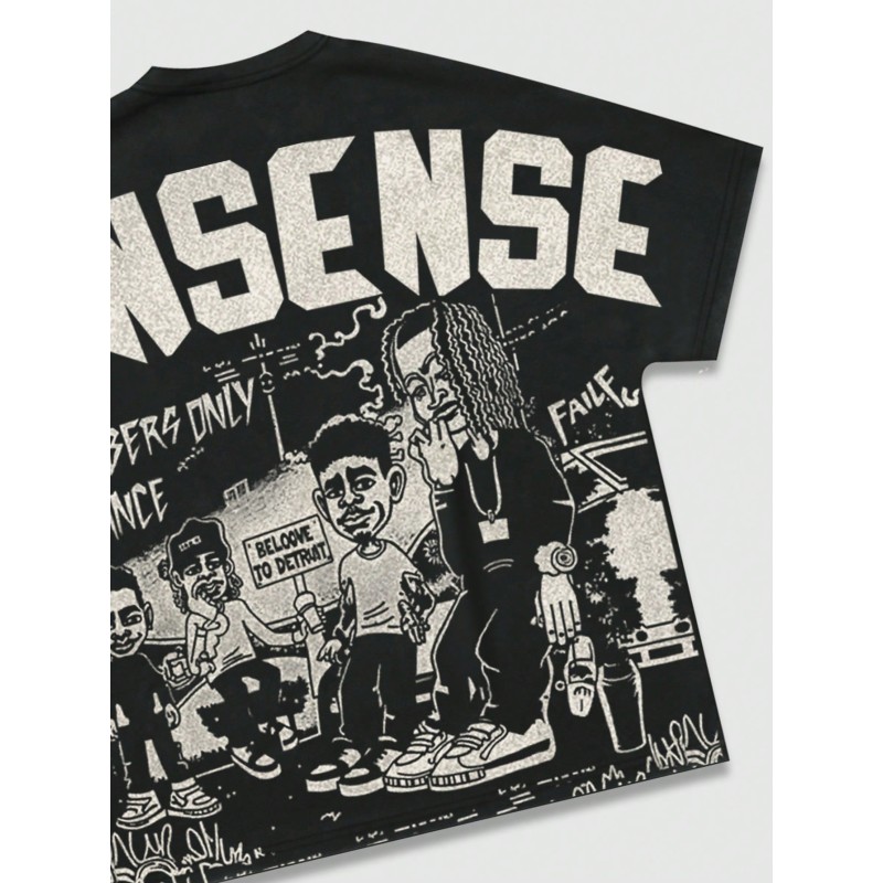 Men's Street Figure Batwing Crew Neck Short Sleeve