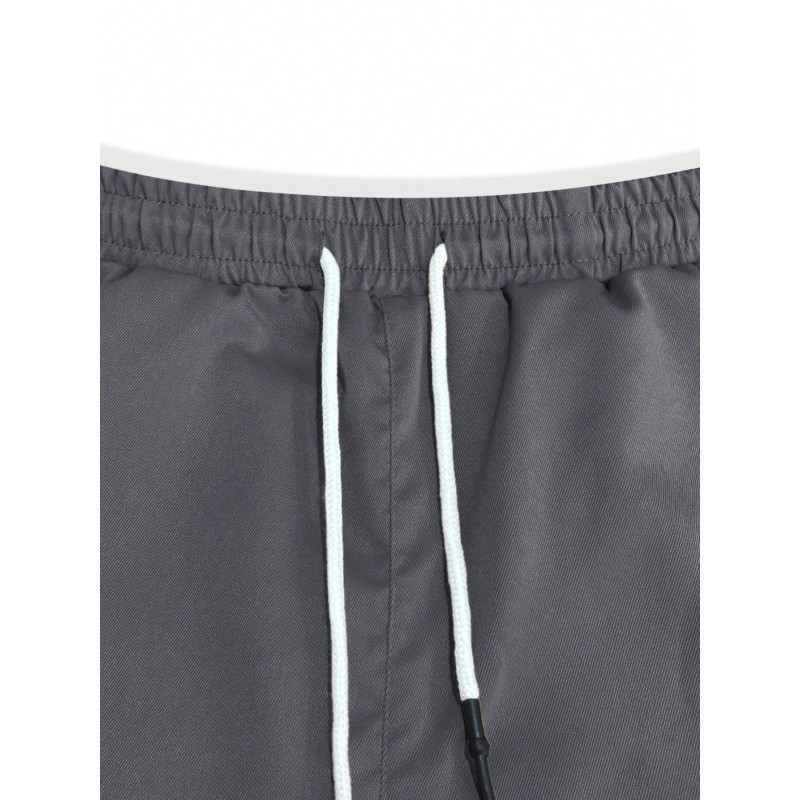 Men's Solid Color Drawstring Multi-Pocket Slim Fit Casual Cargo Pants